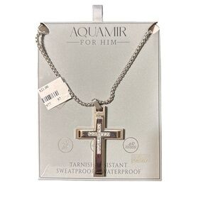 Aquamir For Him Silver Cross Pendant Necklace Men